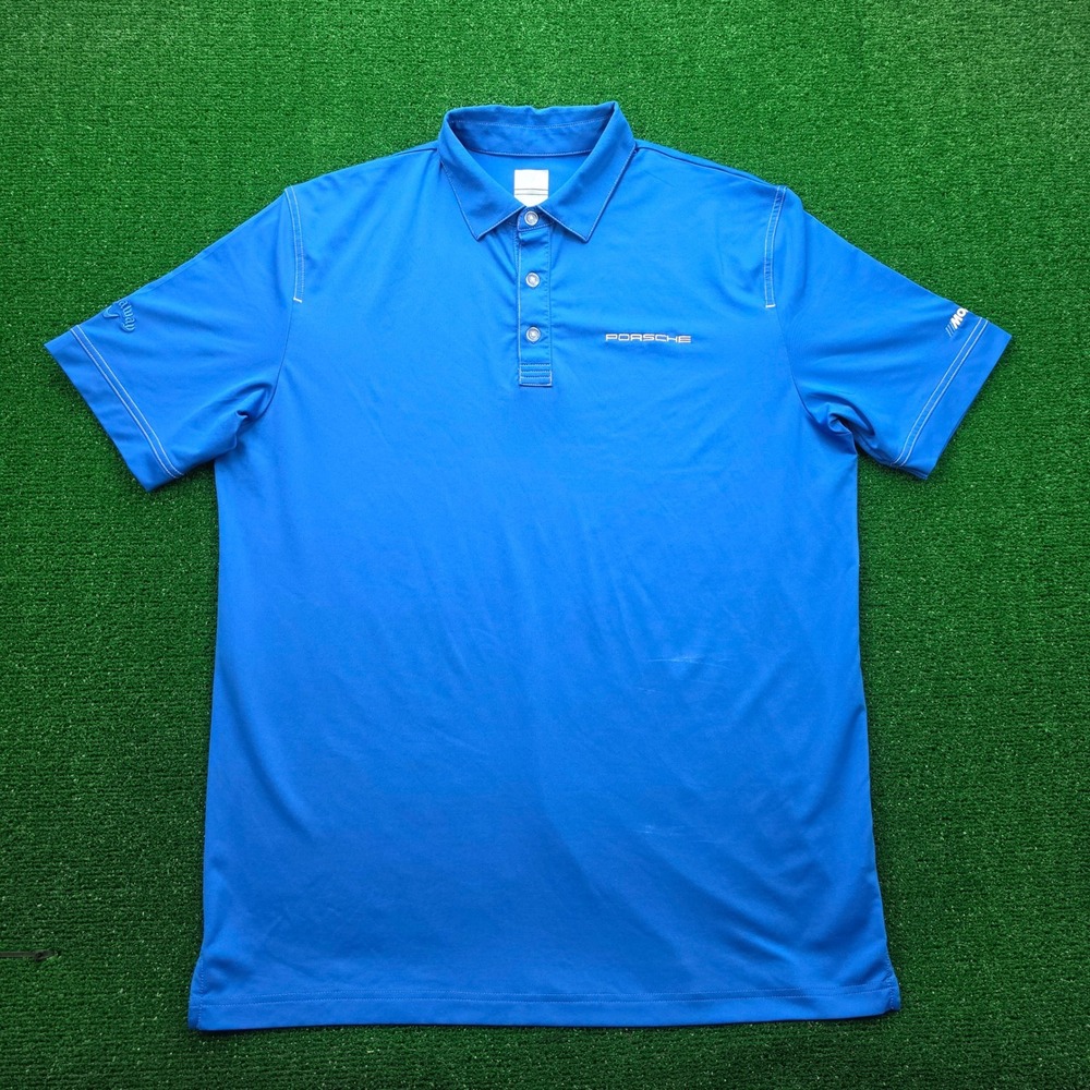 Callaway Opti-Dri Porsche Momentum Performance Golf Polo Shirt Mens Large Blue